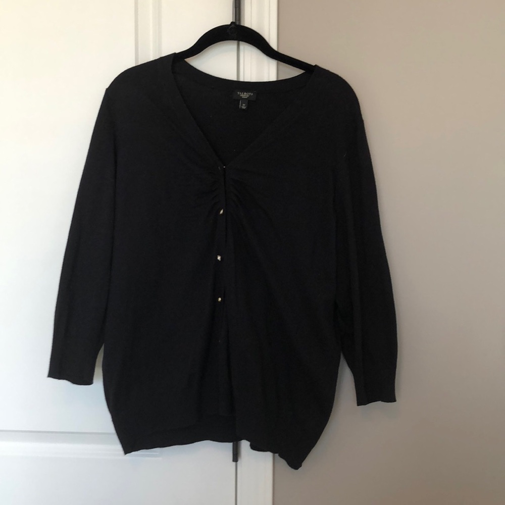 Talbots Ruched Front Black Cardigan